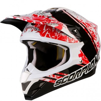 Casque Cross Scorpion VX-15 Air Wrap Noir Rouge Blanc