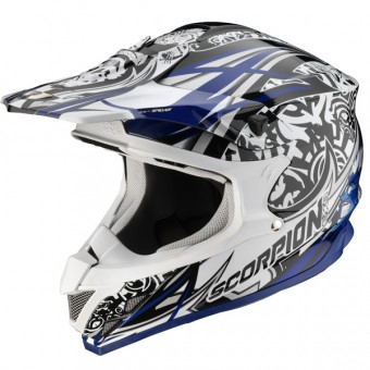 Casque Cross Scorpion VX-15 Air Diablo Noir Argent Bleu
