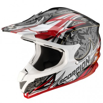 Casque Cross Scorpion VX-15 Air Diablo Noir Argent Rouge