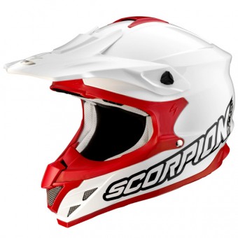 Casque Cross Scorpion VX-15 Air Solid Blanc Rouge