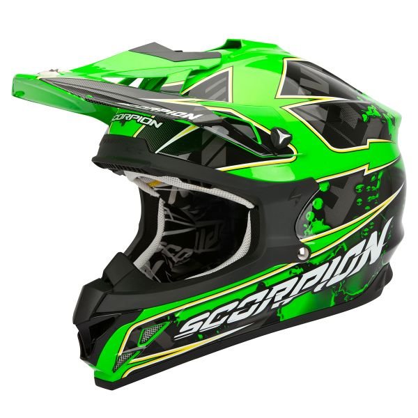 casque moto cross vert fluo