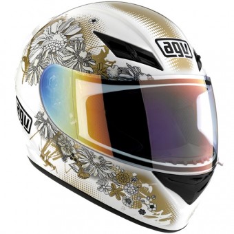 Casque Integral AGV K3 Fleurs Blanc Or