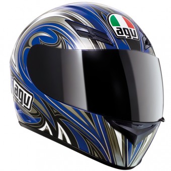 Casque Integral AGV K3 Basic Evil Blue Silver Gunmetal