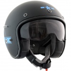 Casque Jet HARISSON Corsair Star Deco Noir Mat Bleu Casque Jet HARISSON Corsair Star Deco Noir Mat Bleu