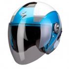 Casque Jet Scorpion EXO 210 Air Biron Blanc Bleu Ciel Argent