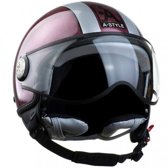 Casque Jet Astyle Glitter Bordeau Argent C330