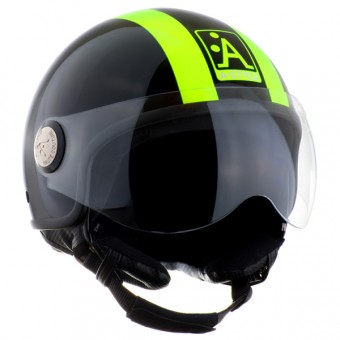 Casque Jet Astyle Fluo Noir Jaune Brillant