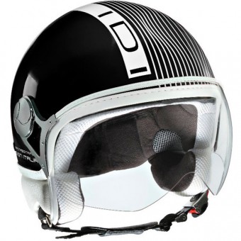 Casque Jet IDI Stripes Fluo Noir - Blanc