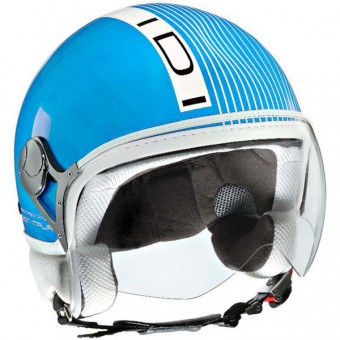 Casque Jet IDI Stripes Fluo Turquoise - Blanc