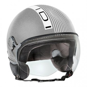 Casque Jet IDI Stripes Gris Mat - Blanc