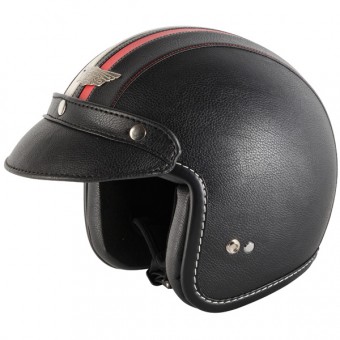 Casque Jet Nitro X580 Cuir Noir Blanc Rouge