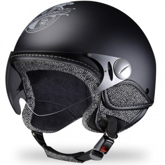 Casque Jet Borsalino Tweed Noir mat