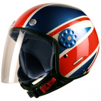 Casque Jet Project Flash Graphic Inglese Bleu Metal  AV20BL