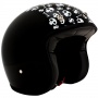 Casque Jet Dmd Vintage Noir Skull Blanc