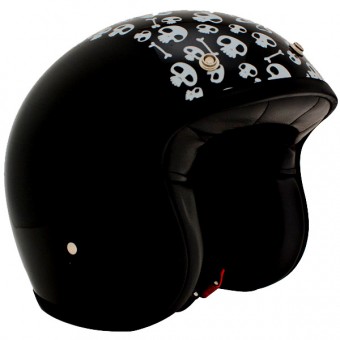 Casque Jet Dmd Vintage Skull Noir Silver