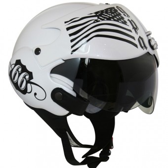 Casque moto Jet Aircraft 66 Blanc M�tal