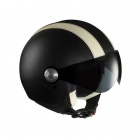 Casque Jet Lazer Rider Dragon Cuir Noir - Blanc