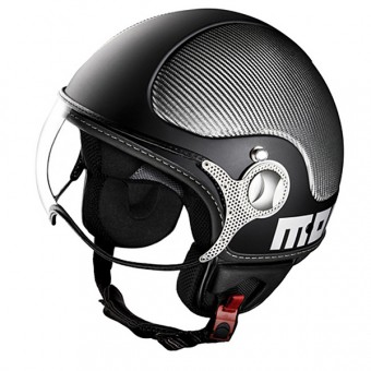 Casque Jet Momo Design Komposit Fibre Noir Mat Argent