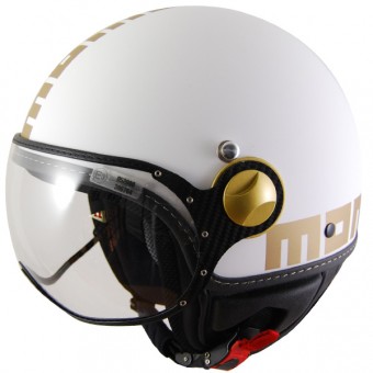 Casque moto Jet Fighter Blanc Mat - Or 080
