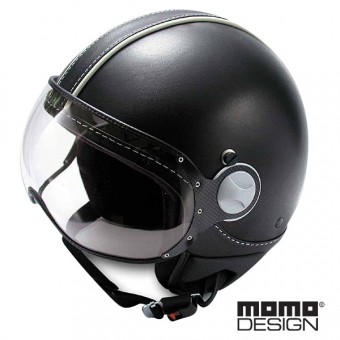 Casque Jet Momo Design Fighter Cuir Noir