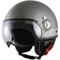 Casque Jet Momo Design Fighter Gris Argent Métal 0AT