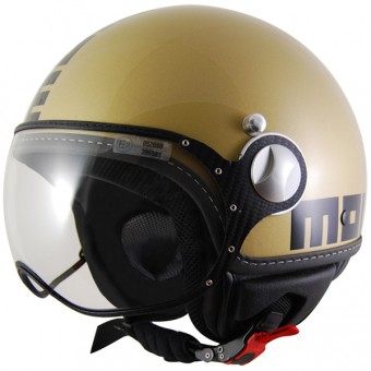 Casque Jet Momo Design Fighter Or - Noir OOU