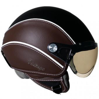Casque moto Jet X60 Vision Vintage Noir Marron
