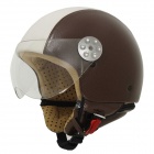 Casque Jet MT Retro Leather Blanc Marron