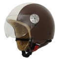 Casque moto MT Retro Leather Blanc Marron
