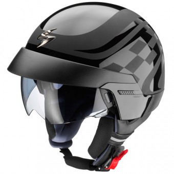 Casque Jet Scorpion EXO 100 Flagster Noir Mat Brillant