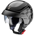 Casque Jet Scorpion EXO 100 Flagster Noir Mat Brillant