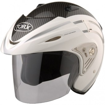 Casque Jet Torx Morris Carbone blanc