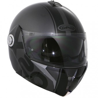 Casque Modulable GPA X20 Ds Stripe Gris Titan Metal - Noir