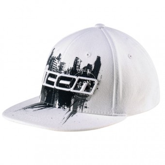 Casquettes Moto ICON Abrasion Flatbill Hat White