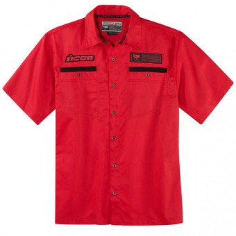 Chemises Moto ICON Outlaw Workshirt Red