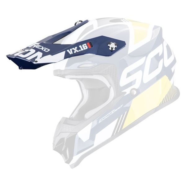 Pi�ces d�tach�es casque Scorpion Casquette VX-16 Evo Air Analog White Blue Yellow