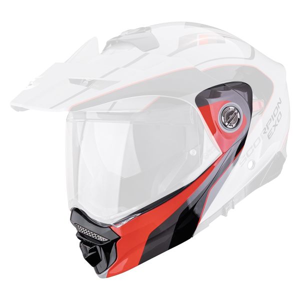 Pi�ces d�tach�es casque Scorpion Mentonniere ADX-2 Kamps Grey Red