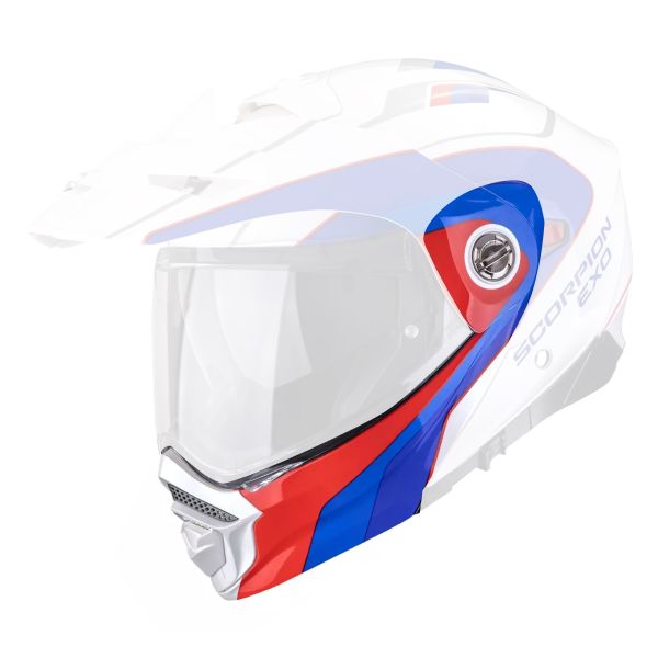 Pi�ces d�tach�es casque Scorpion Mentonniere ADX-2 Kamps White Red Blue