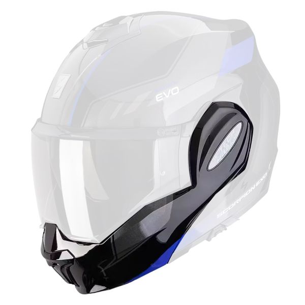 Pi�ces d�tach�es casque Scorpion Mentonniere Exo Tech Evo Socius Black Blue