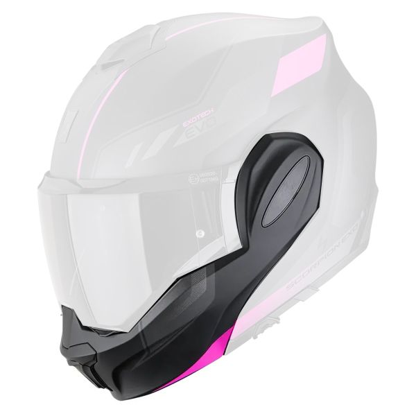 Pi�ces d�tach�es casque Scorpion Mentonniere Exo Tech Evo Socius Matt Black Pink