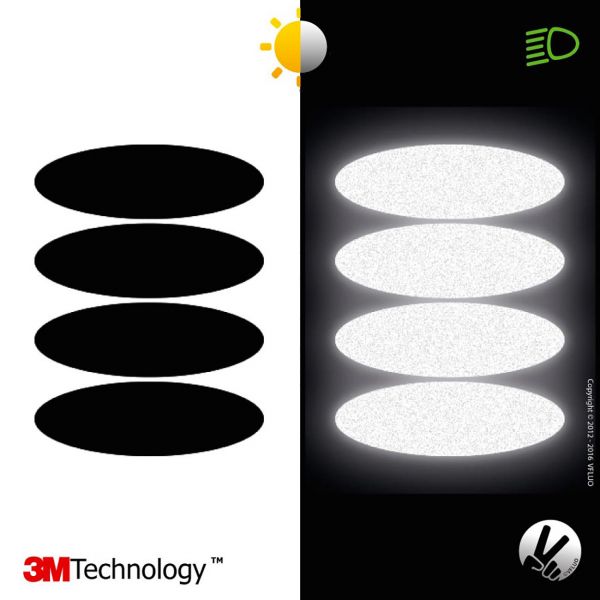 VFLUO Bandes Reflechissantes Noir Oval