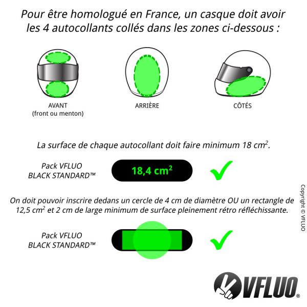 VFLUO Bandes Reflechissantes Noir Oval
