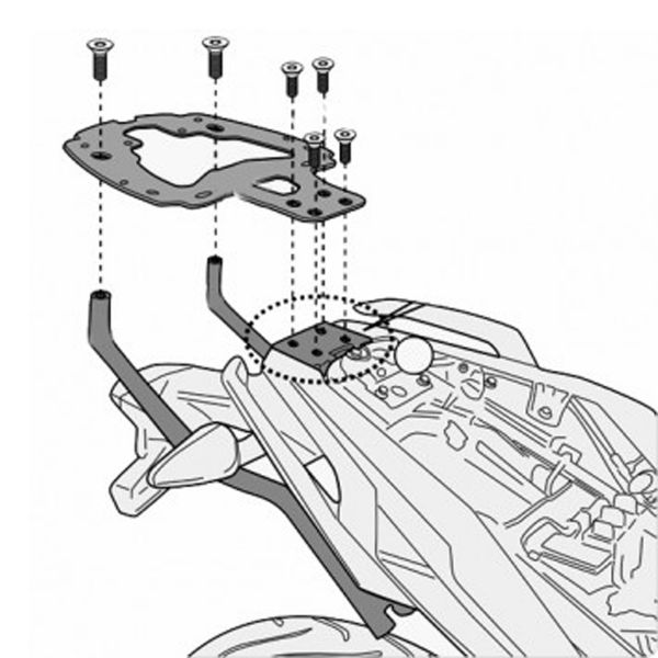 Kit de fixation Top Case Givi Support Monolock - Monokey SR5125 BMW G310R (17-20) Kit de fixation Top Case Givi Support Monolock - Monokey SR5125 BMW G310R (17-20)