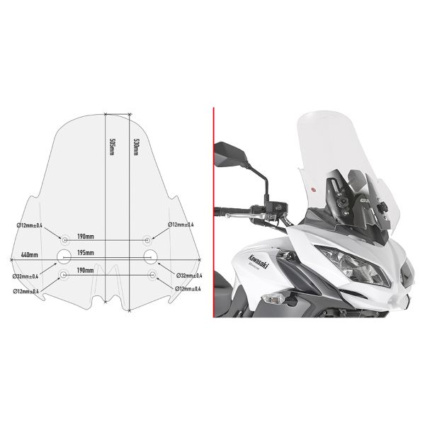 Givi D4122ST Windscreen For Kawasaki Versys 650 (2017-2020) – Clear, Italian Made