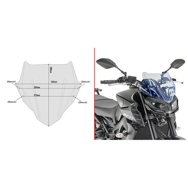 Bulle Givi Bulle fume bleue A2132BL Yamaha MT-09 (17-20)