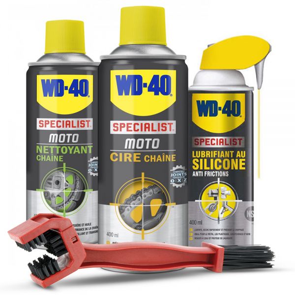 Pack Nettoyant freins et chaînes Würth, Lubrifiant chaînes Würth et Brosse  de nettoyage pour chaînes - Moto Vision