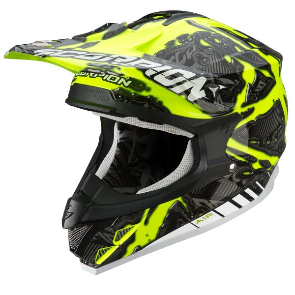 Casque Cross Scorpion VX-15 Air Petrol Jaune Fluo