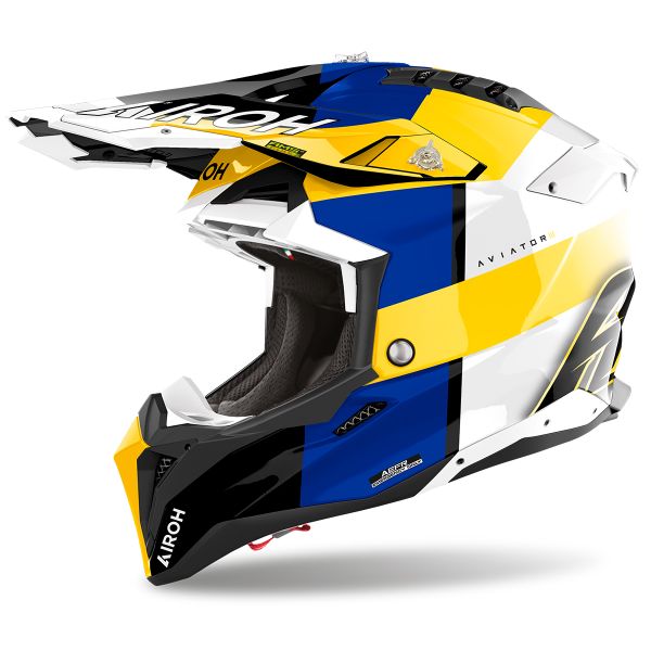 Casque Cross Airoh Aviator 3 Monarch Blue Yellow