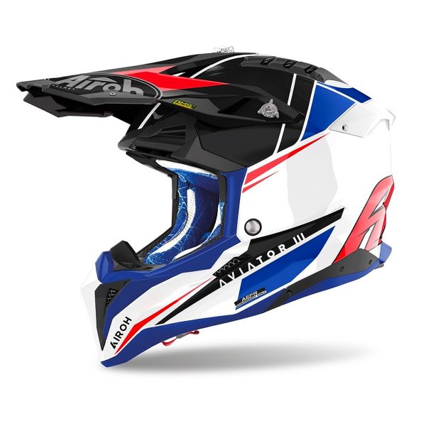 Casque Cross Airoh Aviator 3 Push Blue Red