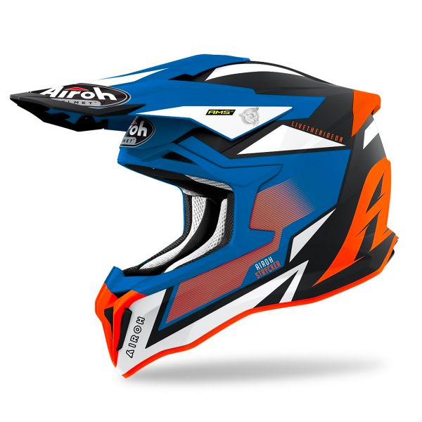Casque Cross Airoh Striker Axe Orange Blue Matt